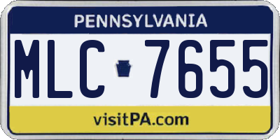 PA license plate MLC7655