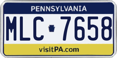 PA license plate MLC7658