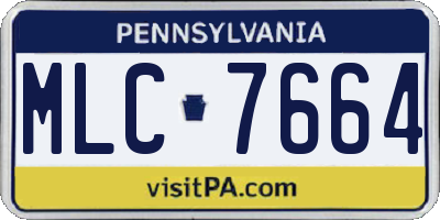 PA license plate MLC7664