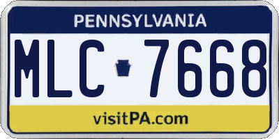 PA license plate MLC7668