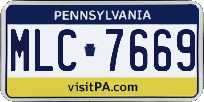 PA license plate MLC7669