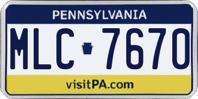PA license plate MLC7670