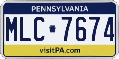 PA license plate MLC7674