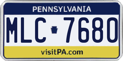 PA license plate MLC7680