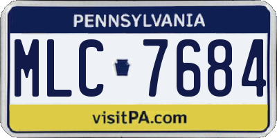 PA license plate MLC7684