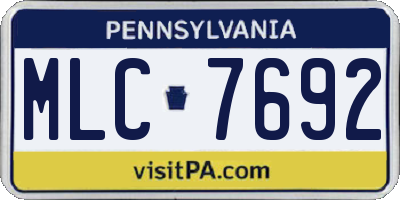 PA license plate MLC7692