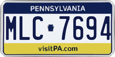 PA license plate MLC7694