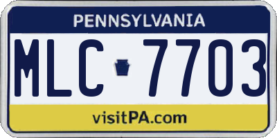PA license plate MLC7703