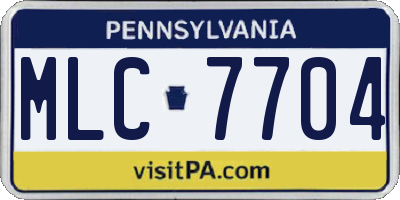 PA license plate MLC7704