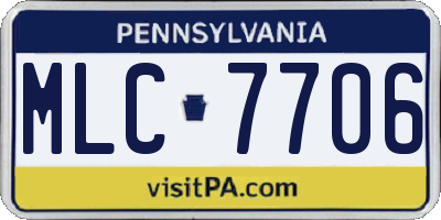 PA license plate MLC7706