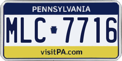 PA license plate MLC7716