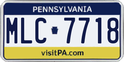 PA license plate MLC7718