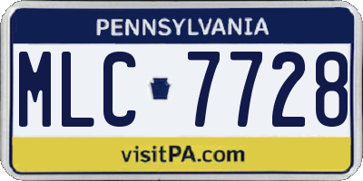 PA license plate MLC7728