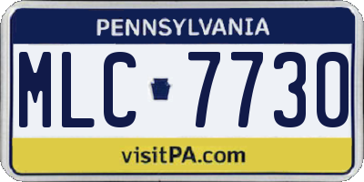 PA license plate MLC7730