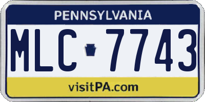 PA license plate MLC7743