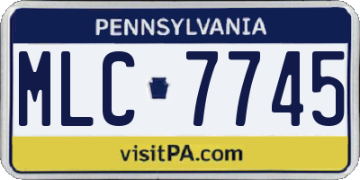 PA license plate MLC7745