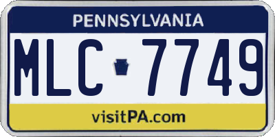PA license plate MLC7749
