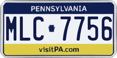 PA license plate MLC7756