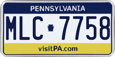 PA license plate MLC7758