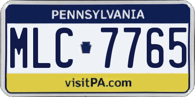 PA license plate MLC7765