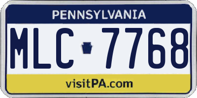 PA license plate MLC7768