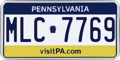 PA license plate MLC7769