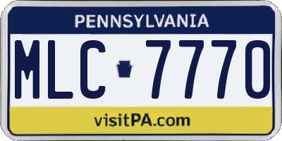 PA license plate MLC7770