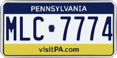 PA license plate MLC7774