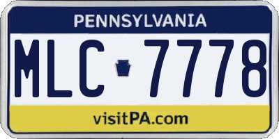 PA license plate MLC7778