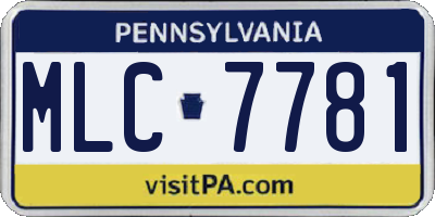PA license plate MLC7781