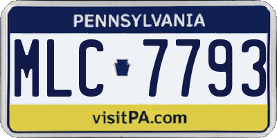 PA license plate MLC7793