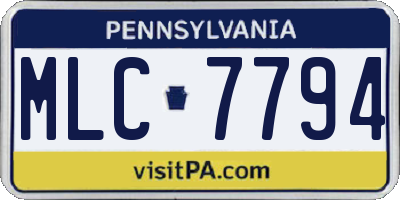 PA license plate MLC7794