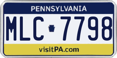 PA license plate MLC7798
