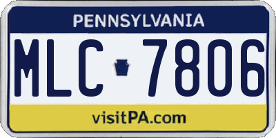 PA license plate MLC7806