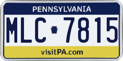 PA license plate MLC7815
