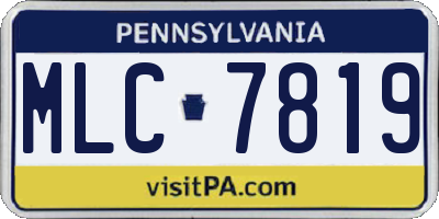 PA license plate MLC7819