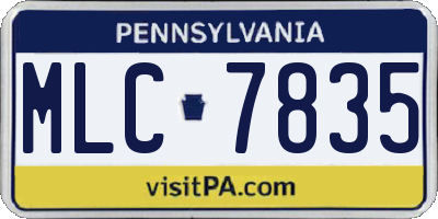 PA license plate MLC7835