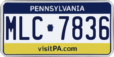PA license plate MLC7836