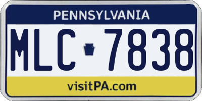 PA license plate MLC7838