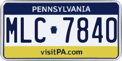 PA license plate MLC7840