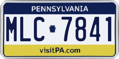 PA license plate MLC7841
