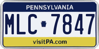 PA license plate MLC7847