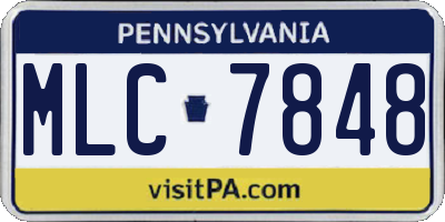 PA license plate MLC7848