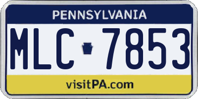 PA license plate MLC7853