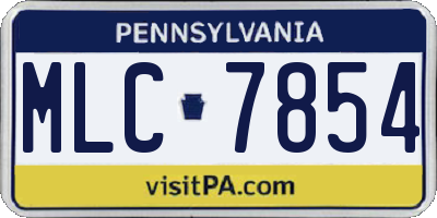 PA license plate MLC7854