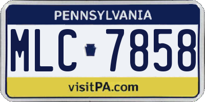 PA license plate MLC7858