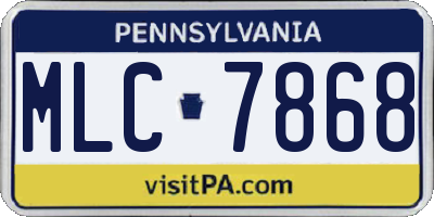 PA license plate MLC7868