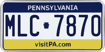 PA license plate MLC7870