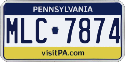 PA license plate MLC7874