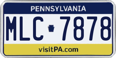 PA license plate MLC7878